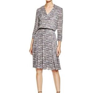 Tory Burch Long Sleeve Marbled Silk Dress